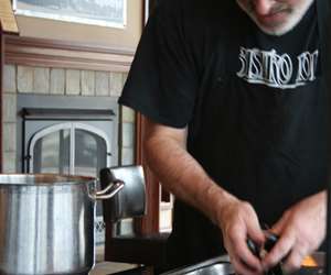 Chef Tom teaching the finer points of making risotto