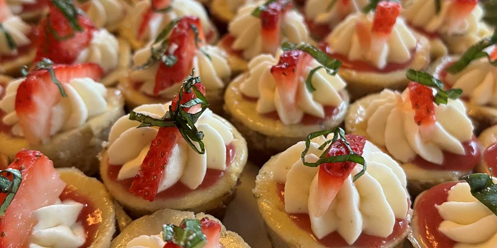Strawberry basil cheesecake bites