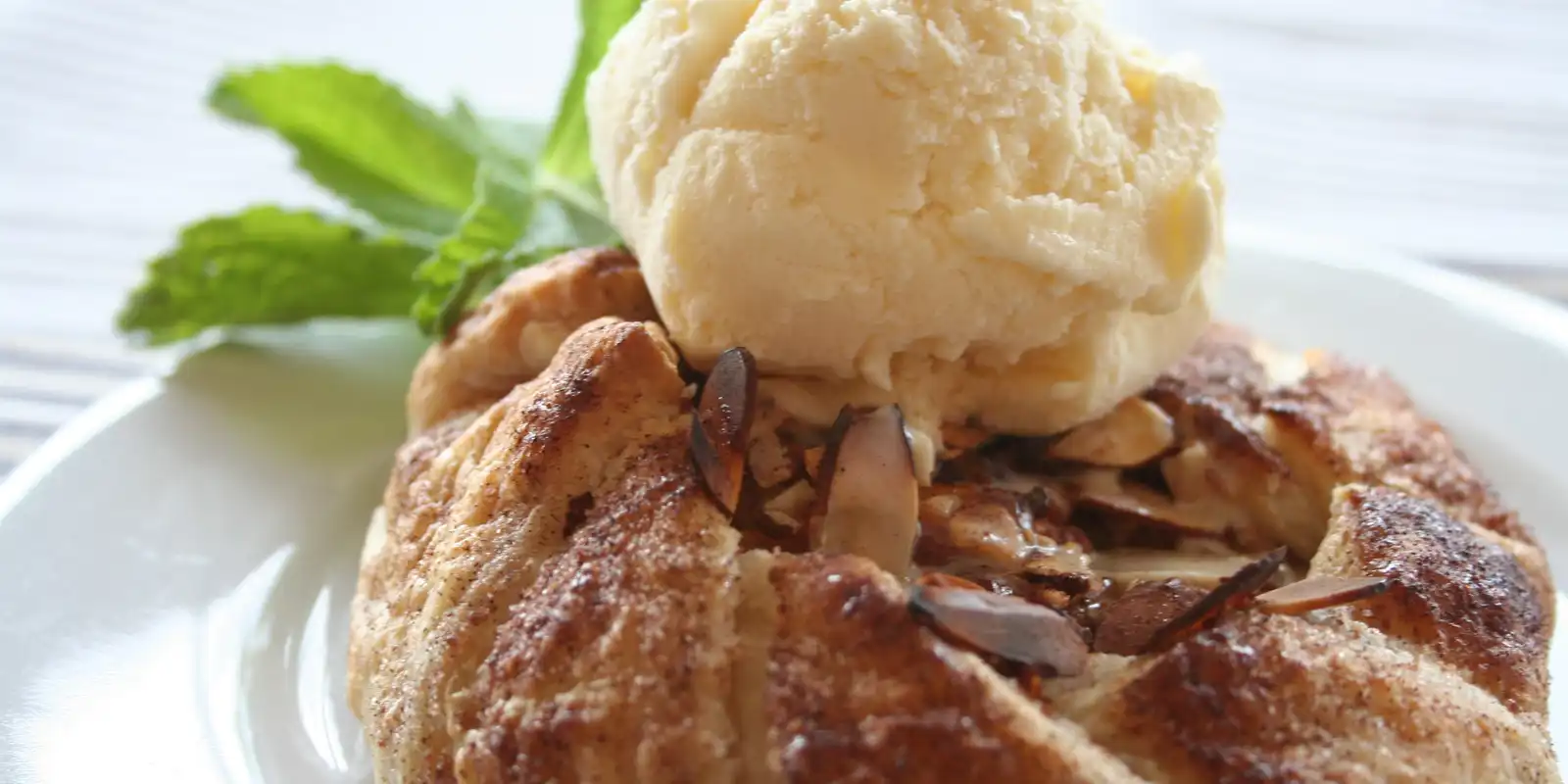 Apple galette with homemade cinnamon custard
